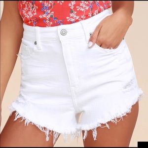 White cutoff Denim Shorts